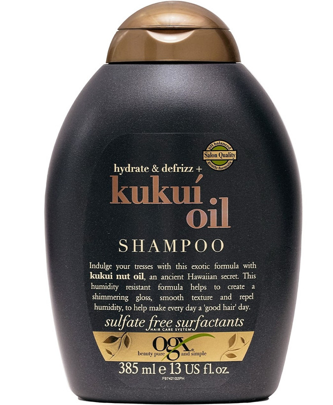 شامپو او جی ایکس OGX مدل Kukui Oil | ضد وز و گره مو | حجم 385 میلی لیتر | اصل از گلاموناشاپ