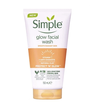 خرید ژل شستشوی صورت ویتامین C سیمپل Simple مدل Glow حجم 150 میل اصل از گلاموناشاپ با ضمانت اصالت کالا