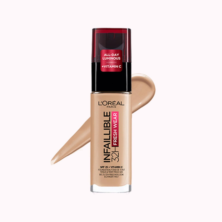 کرم پودر پمپی لورآل INFAILLIBLE مدل Fresh Wear 32H شماره 125 رنگ Golden Rose | ماندگاری 32 ساعته با پوششی طبیعی اصل از گلاموناشاپ با ضمانت اصالت کالا
