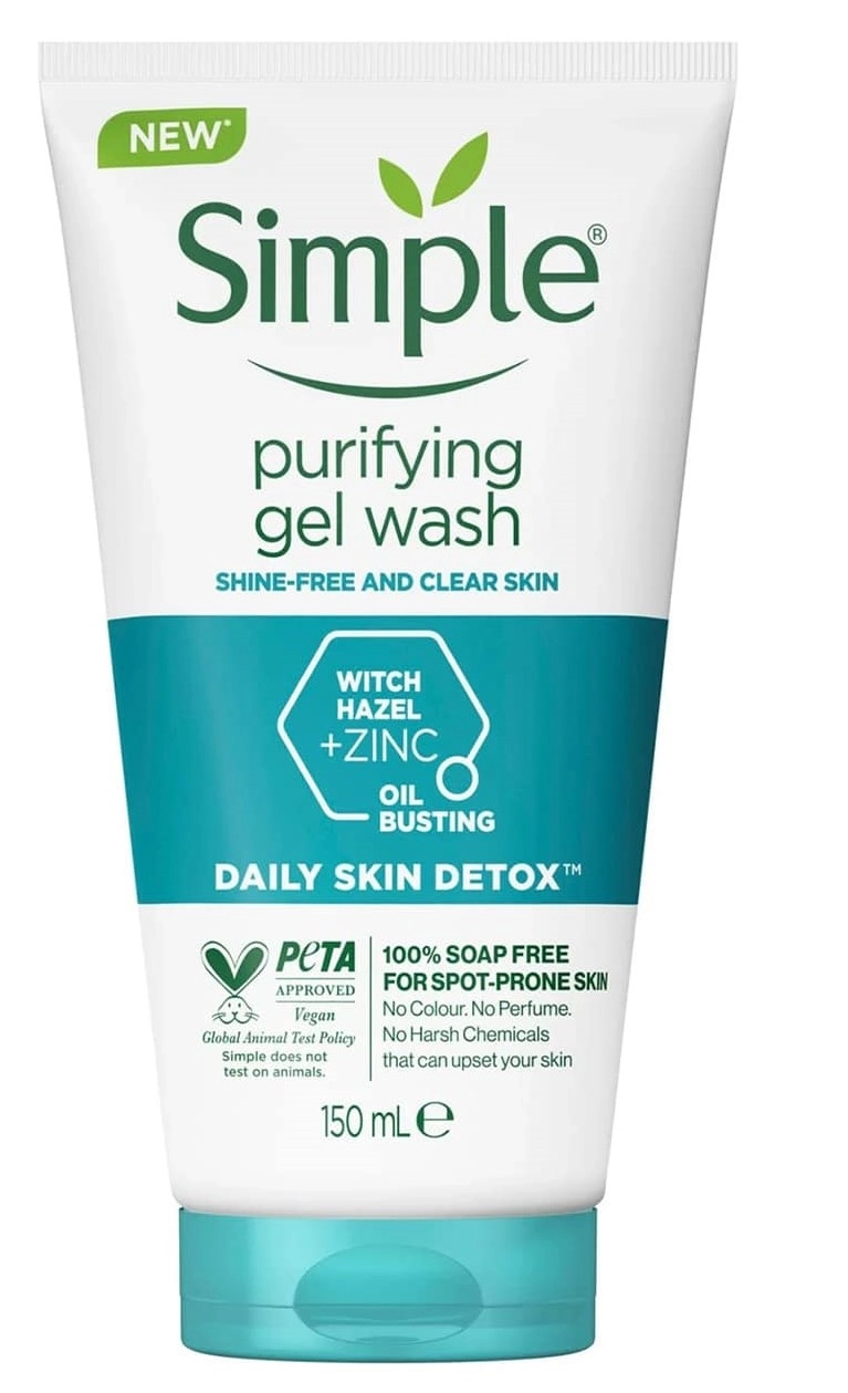 ژل شستشوی صورت سیمپل مخصوص پوست چرب و مختلط | Simple Purifying Facial Wash Gel | حجم 150 میلی‌لیتر اصل از گلاموناشاپ با ضمانت اصالت کالا