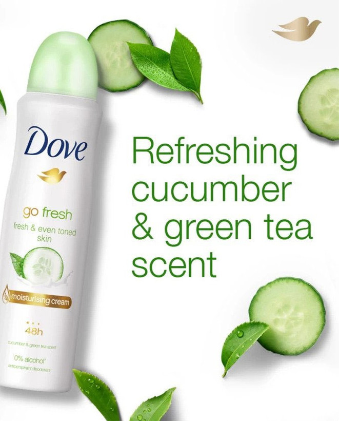 اسپری ضد تعریق داو با رایحه خیار و چای سبز زنانه | محافظت ۴۸ ساعته و حس طراوت | ۲۵۰ میلیلیتر | اصل از گلاموناشاپ