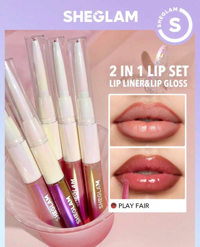 خط لب و لیپ گلاس دوطرفه شیگلم SHEGLAM رنگ Play Fair | رنگ ملایم و روزمره | خرید مطمئن از گلاموناشاپ