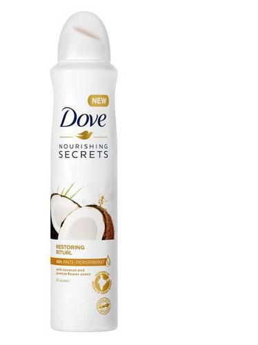 اسپری ضد تعریق زنانه داو رایحه نارگیل و یاسمین حجم ۲۵۰ میلیلیتر