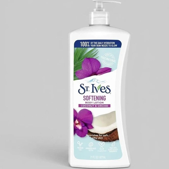 لوسیون بدن سنت ایوز St. Ives Coconut & Orchid | آبرسان و نرمکننده قوی پوست بدن | حجم 621 میل | گلاموناشاپ