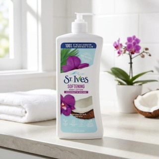 لوسیون بدن سنت ایوز St. Ives Coconut & Orchid | آبرسان و نرمکننده قوی پوست بدن | حجم 621 میل | گلاموناشاپ