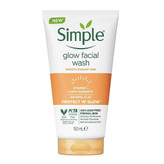 ژل شستشوی صورت سیمپل Simple مدل Glow حاوی ویتامین C | روشنکننده، پاکسازی عمیق و شادابکننده پوست | حجم 150 میل | گلاموناشاپ