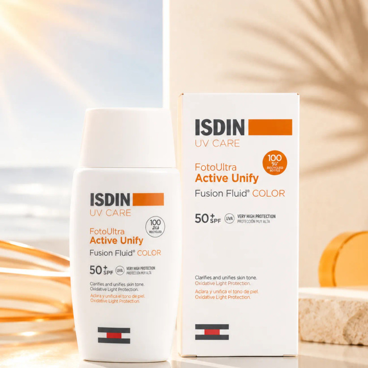 ضد آفتاب رنگی ایزدین ISDIN Active Unify SPF50 | ضد لک، روشنکننده و یکنواختکننده رنگ پوست | گلاموناشاپ
