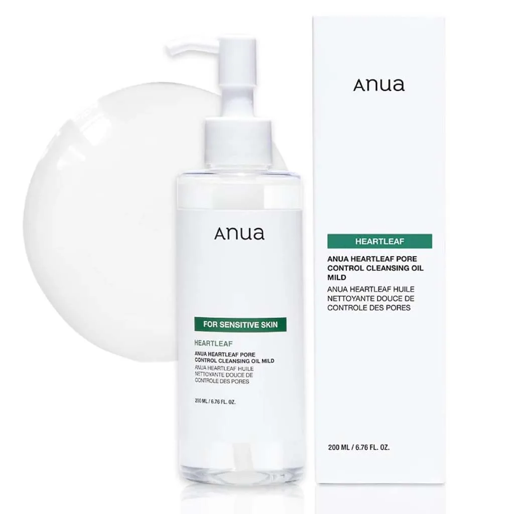 روغن شوینده آنوا ANUA Heartleaf Pore Control Cleansing Oil | کنترل منافذ، تسکین‌دهنده و پاک‌کننده آرایش | مناسب پوست حساس و مستعد جوش حجم 200 میل | گلاموناشاپ