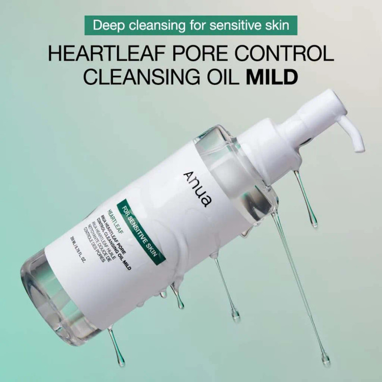 روغن شوینده آنوا ANUA Heartleaf Pore Control Cleansing Oil | کنترل منافذ، تسکیندهنده و پاککننده آرایش | مناسب پوست حساس و مستعد جوش حجم 200 میل | گلاموناشاپ