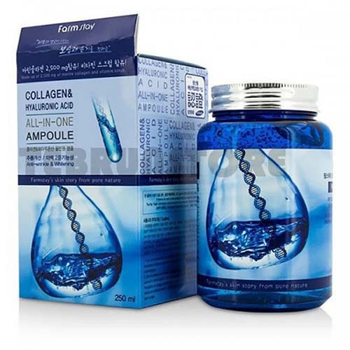 آمپول آبرسان کلاژن و هیالورونیک اسید فارم استی ۲۵۰ میلیلیتر | Farmstay Collagen & Hyaluronic Acid All-In-One Ampoule اصل از گلاموناشاپ