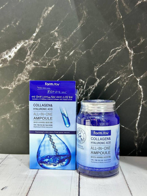 آمپول آبرسان کلاژن و هیالورونیک اسید فارم استی ۲۵۰ میلیلیتر | Farmstay Collagen & Hyaluronic Acid All-In-One Ampoule اصل از گلاموناشاپ