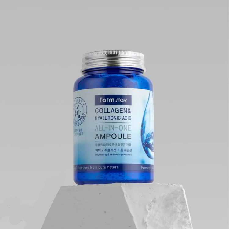 آمپول آبرسان کلاژن و هیالورونیک اسید فارم استی ۲۵۰ میلیلیتر | Farmstay Collagen & Hyaluronic Acid All-In-One Ampoule اصل از گلاموناشاپ