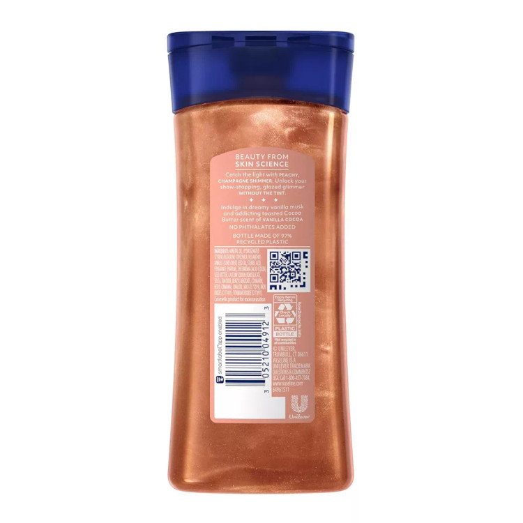 ژل روغن براقکننده بدن وازلین مدل Golden Hour Glow Vanilla Cocoa حجم ۲۰۰ میلیلیتر اصل | گلاموناشاپ